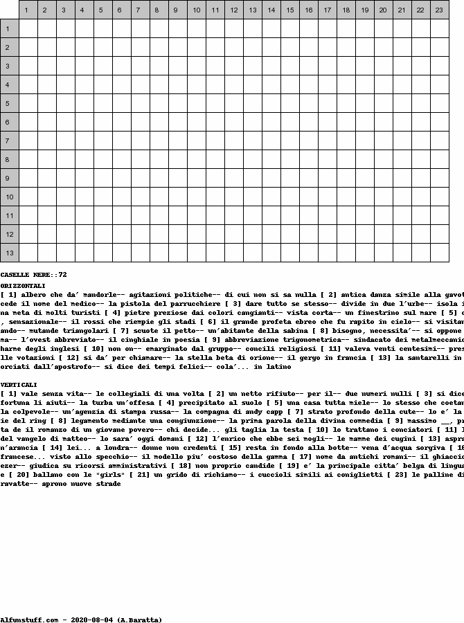 Cruciverba senza schema, schema 1